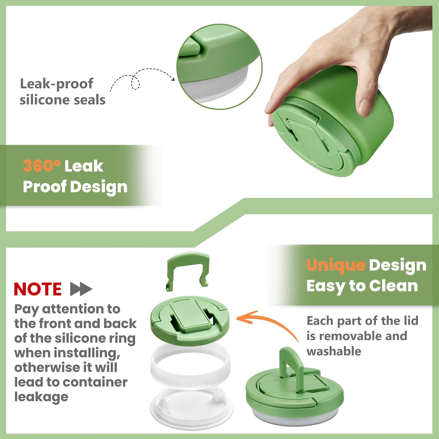 13.5oz Soup Thermo for Hot Food Kids Insulated Vacuum Food Jar with Buckle Lid,Wide Mouth Leakproof Stainless Steel Lunch Container with Spoon-Green