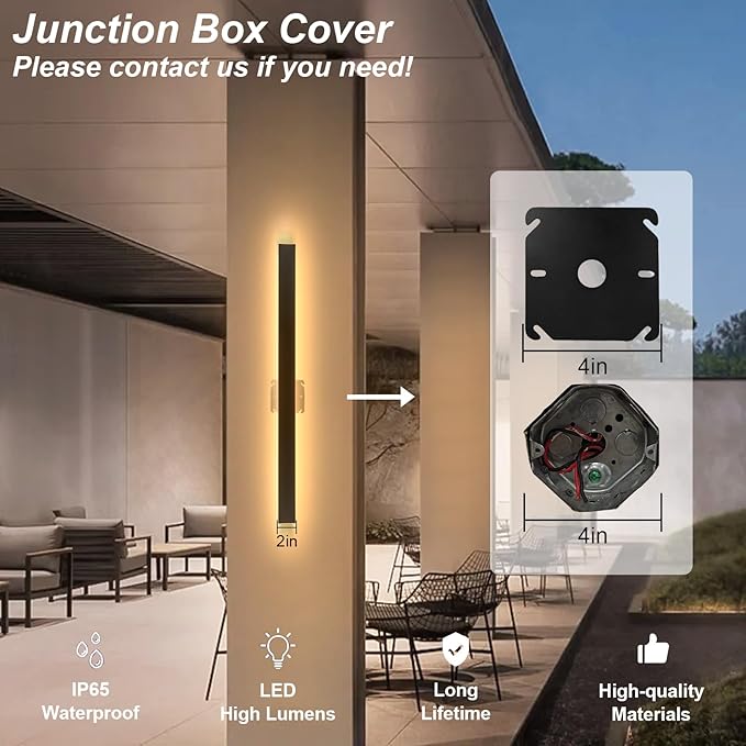 47 Inch Modern Outdoor Wall Lights Long Exterior Wall Light Sconce Outside Porch Wall Light 3000K IP65 Waterproof Exterior Light Fixtures Wall Mount for House Garage