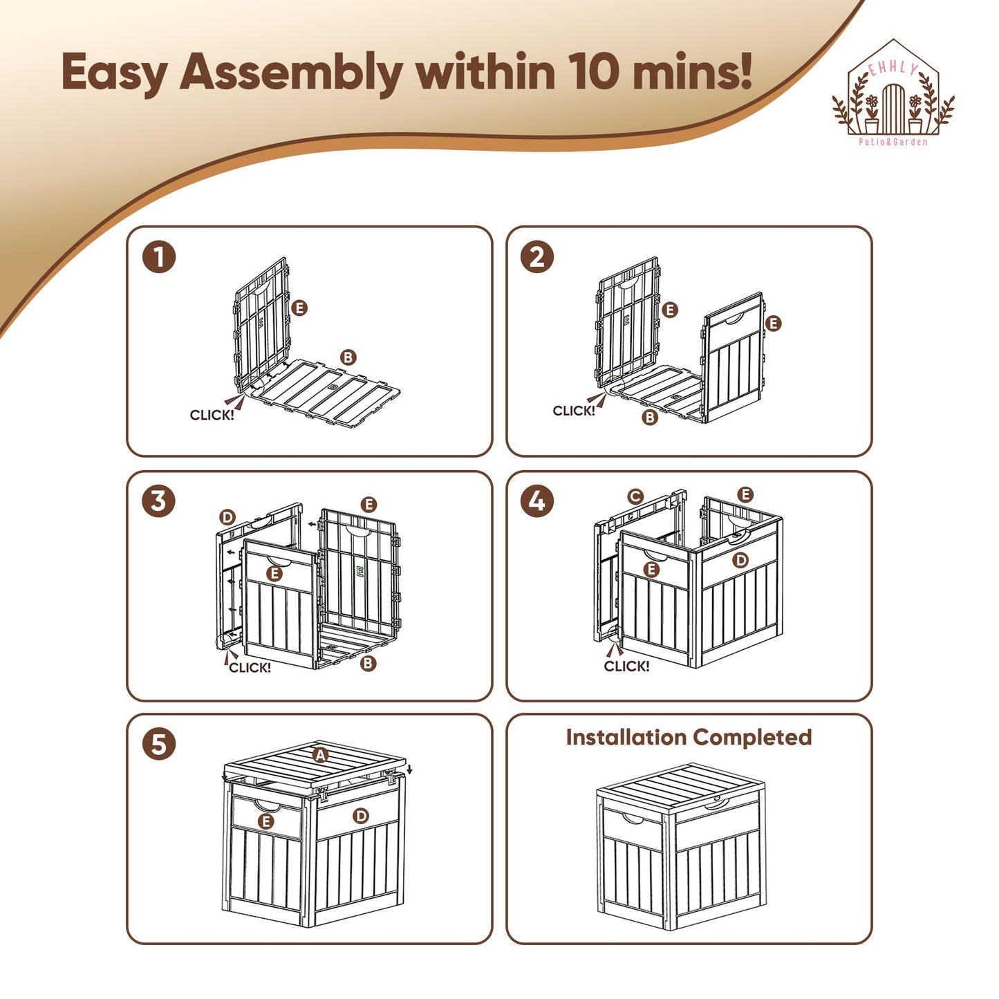 EHHLY 33 Gallon Deck Box, Small Outdoor Storage Box Waterproof, Lockable Secure Package Bin Delivery Box for Outside Front Porch, Patio Cushions Storage Box, Delivery Driver Snack Box for Porch, White