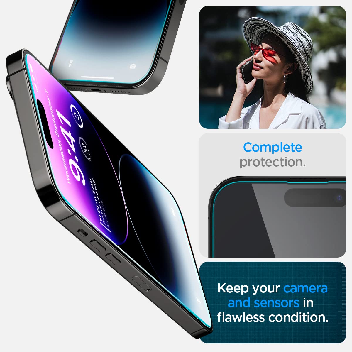 Spigen Tempered Glass Screen Protector [GlasTR EZ FIT] designed for iPhone 14 Pro Max [Case Friendly] - Sensor Protection / 2 Pack