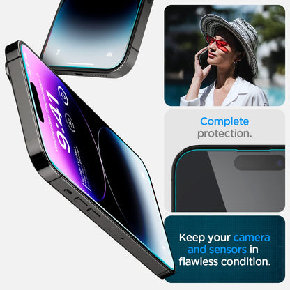 Spigen Tempered Glass Screen Protector [GlasTR EZ FIT] designed for iPhone 14 Pro Max [Case Friendly] - Sensor Protection / 2 Pack