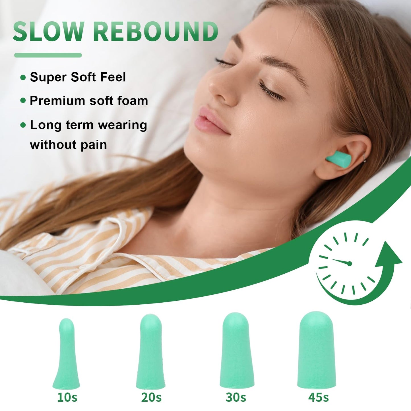 Aoutrow 60 Pairs Soft Foam Ear Plugs, 38dB SNR Slow Rebound Ear Plugs for Sleeping Noise Cancelling, Noise Reduction, Work, Swimming, Shooting, Studying, Green