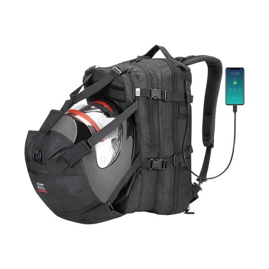 KEMIMOTO Motorcycle Helmet Backpack, 37L Large Capacity Helmet Bag with USB Charging Port, Riding Commuting Backpack for Men