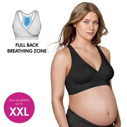 Medela Keep Cool Sleep Seamless Maternity and Nursing Bra with Full-Back Breathing Zone and Soft Touch Fabric Black