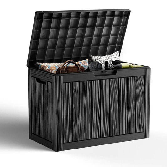 GGYI 50 GallonOutdoor Storage Box,Resin Deck Boxes Waterproof, IndoorOutdoor Bin for Package Delivery, Patio Cushions, Gardening Tools, Lockable, UV Resistant