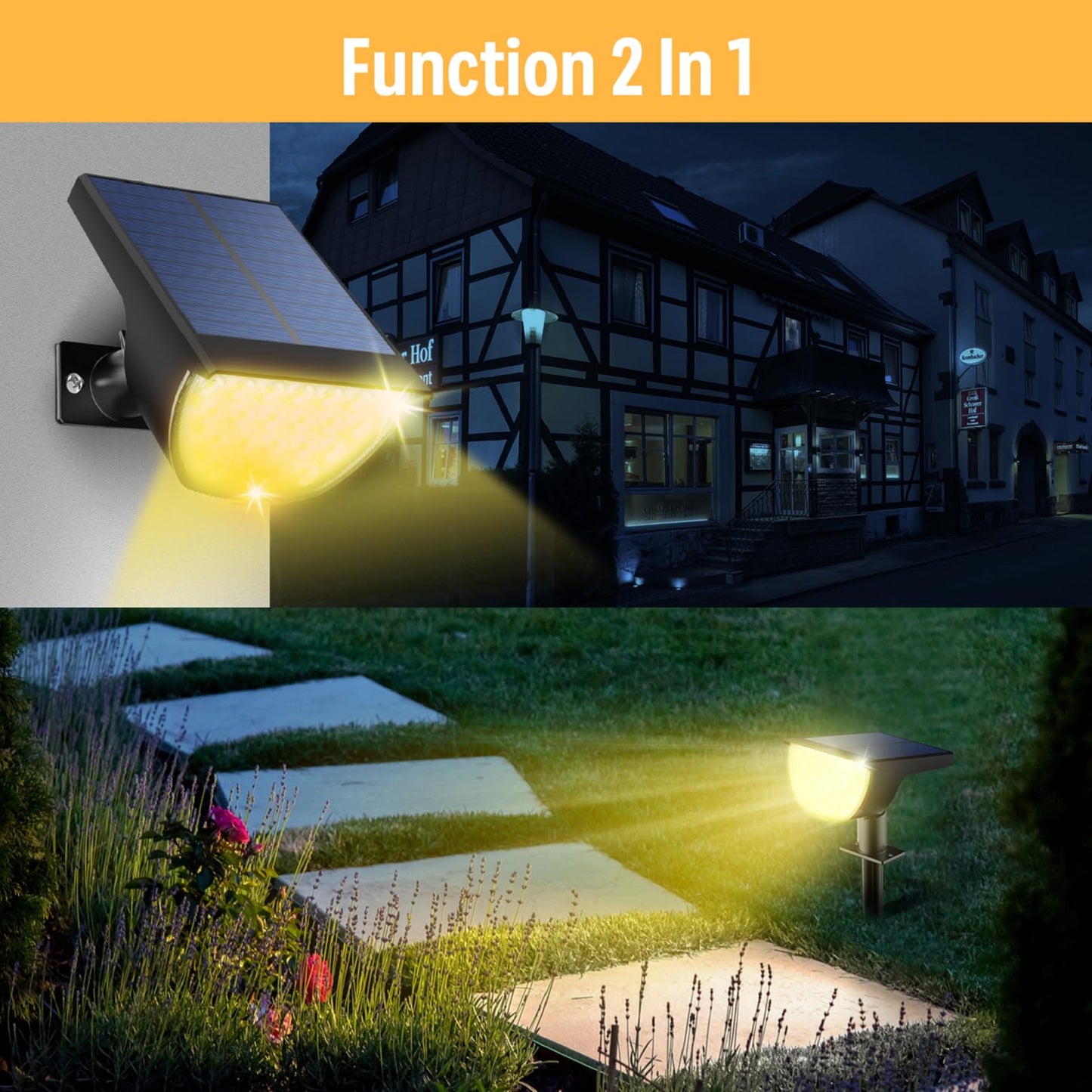 GKGG Solar Lights Outdoor Waterproof IP65, 76 LED 3 Lighting Modes Solar Spot Lights Outdoor Yard Garden Landscape Pathway (Warm White, 4 Pack)