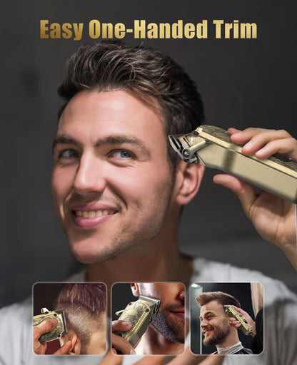 Hair Clippers for Men, Cordless Professional Hair Trimmer, IPX7 Waterproof Barber Clipper Kit with USB Rechargeable