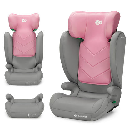 Kinderkraft I-Spark I-Size Baby Car Seat, Group 2/3, 100-150 cm, from 3.5 to 12 Years, 15 to 36 Kg, Light (4.5 Kg), 3-Point Seat Belt, Side Protection, Pink