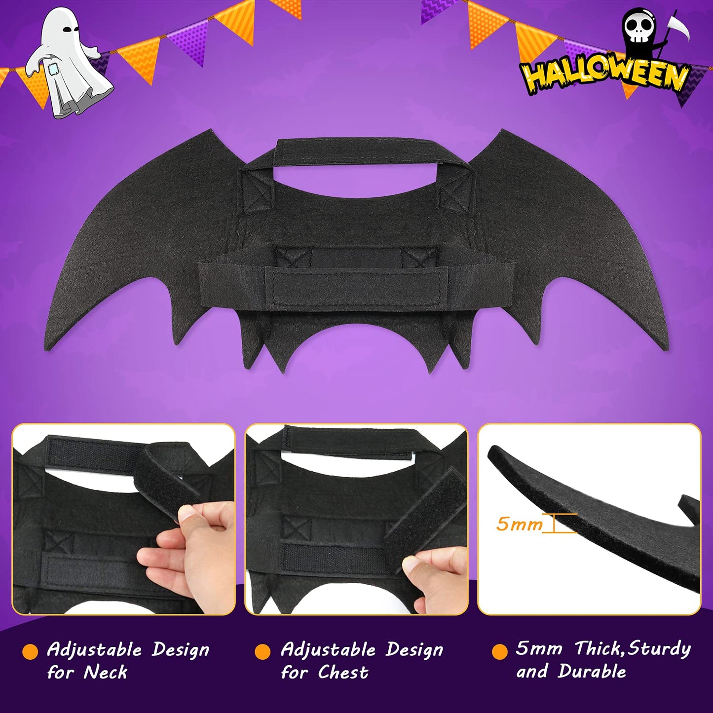 Rypet Dog Bat Costume - Halloween Pet Costume Bat Wings Cosplay Dog Costume Cat Costumes for Party L