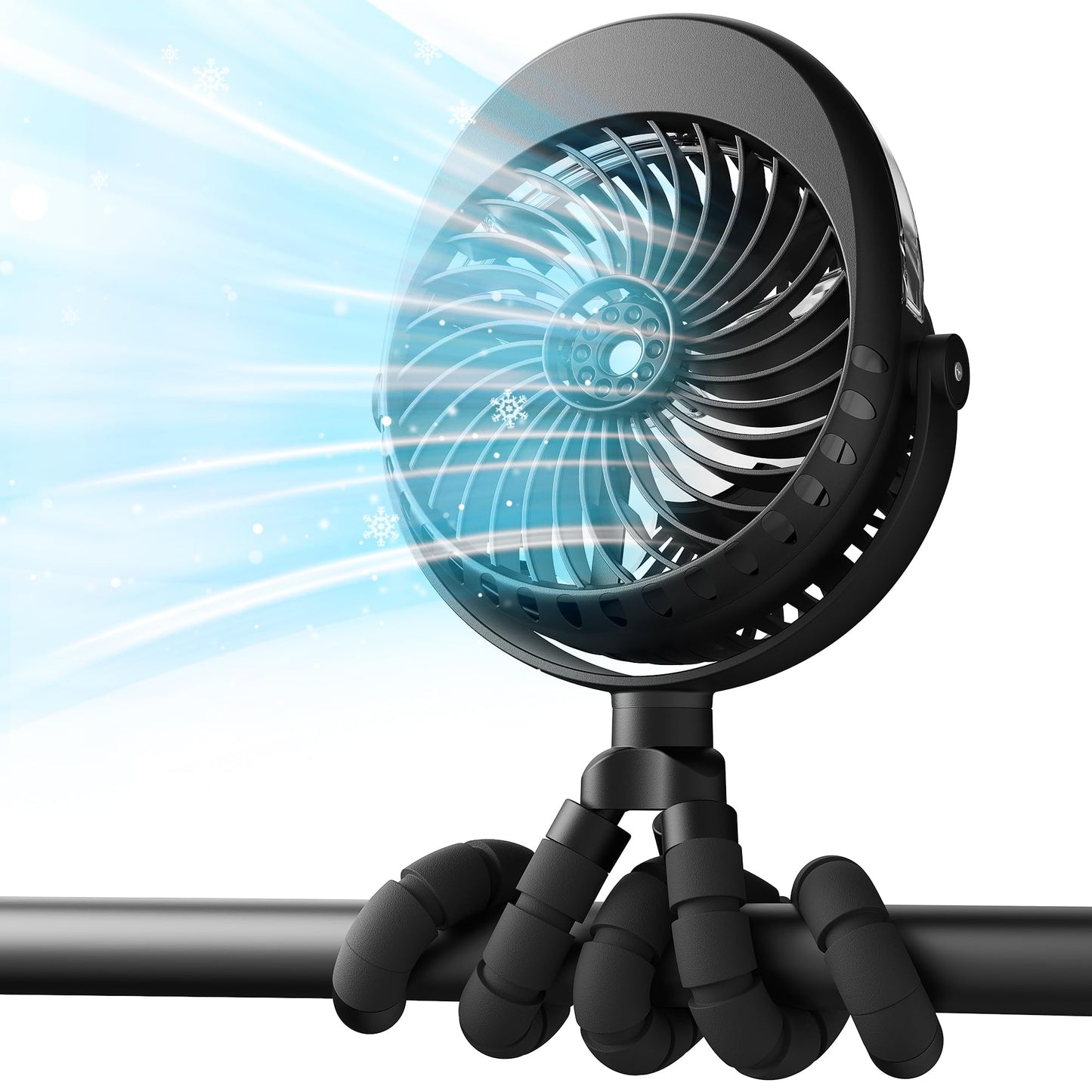 AMACOOL Portable Misting Stroller Fan, Rechargeable Mister Fan with Water Spray, 270°Pivoting, Flexible Tripod Clip on Mist Cooling Fans for Disney Travel Beach Outdoor Car Seat Treadmill Golf Cart