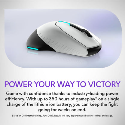 Alienware Wired/Wireless Gaming Mouse AW610M - 16000 DPI Optical Sensor, 350 Hour Rechargeable Battery, 7 Buttons, 3-ZONE 16.8m AlienFX RGB Lighting, Ergonomic - Dark Side of the Moon