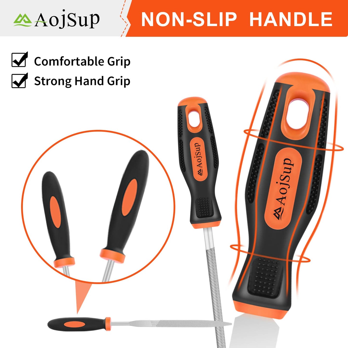 AojSup 17Pcs Metal File Set, Professional Files Tools, Premium Metal Files with Suitcase, 4X Large Files - Flat/Triangle/Half-Round/Round File&12x Needle Files, Perfect for Wood, Metal&DIY Project