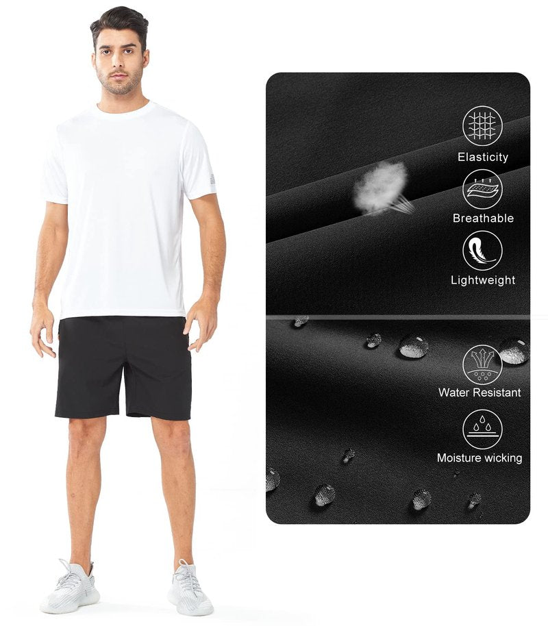 NORTHYARD Men's Athletic Running Shorts Quick Dry Workout Shorts Lightweight Sports Gym Basketball 7"/ 9"/ 5" Tennis Hiking Exercise Black-7 inches L