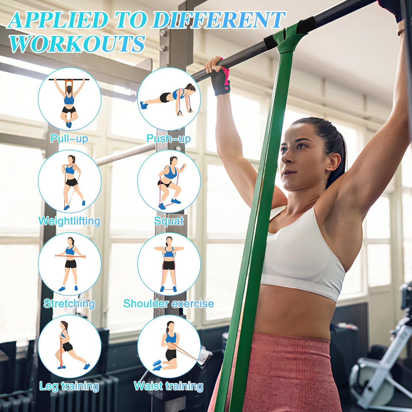 Resistance Bands Set, 4 Levels Exercise Bands Pull Up Bands for Men Women, Pull Up Assistance Bands for Strength Training, Pilates, Yoga, Muscle Toning, Body Stretching