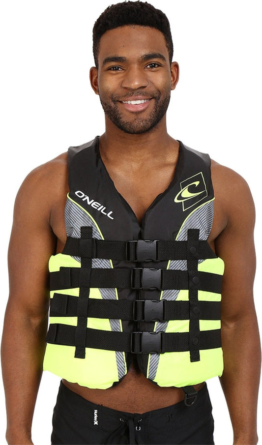 O'Neill Men's Superlite USCG Life Vest,Black/Lime/Smoke:Lime,2XL