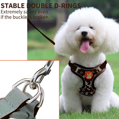 Dog Harness for Small Dogs, Adjustable No Pull Harness for Small Dogs Comfort Reflective Small Dog Harness and Leash Set with 2 Leash Clips, Puppy Dog Vest Harness for Small Medium Dogs