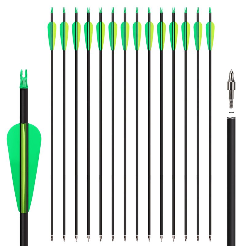 NorthSpoor 14 Pack 30" Archery Carbon Arrows,Practice Hunting Arrow with Removable Tips Shaft Spine 500 Suitable for Recurve Bows