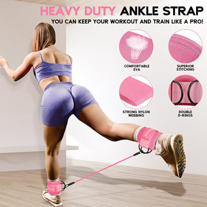 HPYGN Ankle Resistance Bands, Ankle Bands for Working Out, Leg Glutes Training Workout Equipment for Women, Exercise Bands with Cuffs, Kick Back Ankle Strap Set for Home Gym