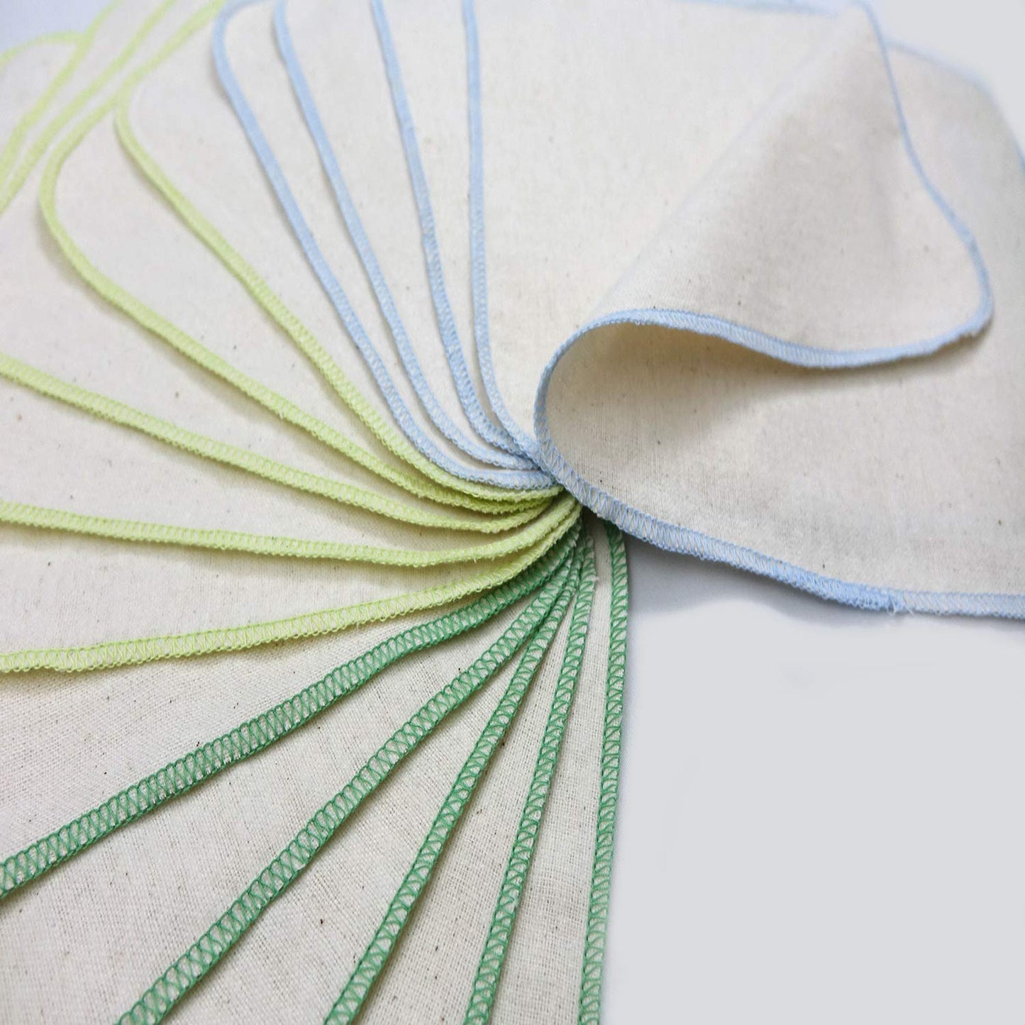 avo + cado Organic Cotton Single Layer Flannel Washcloths - Pack of 15 - Reusable Baby Washcloths to Replace Wet Wipes - Small Washable Mini Cotton Wipes (Colour: Green)