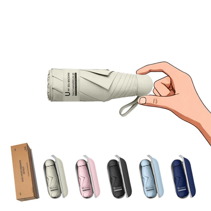 BAODINI Travel Essentials Mini Umbrella for Purse With Case Small Compact UV Sun Protection Lightweight Tiny Pocket Manual Open Close Umbrella for Women Kids and Men Fit Purse Backpack