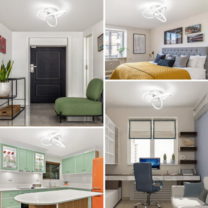 EIDISUNY Ceiling Light LED Lamp 2 Rings Creative Personality Nordic White Ceiling Lighting for Entrance Hallway Lights Ceiling Living Room Cool White Light 22W - White, Cold White Light 6000K