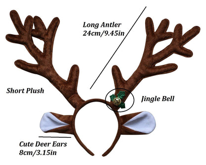 lontakids Reindeer Antlers Headbands with Red Nose for Adults Teens Christmas Santa Holiday Parties (One size, Deer)