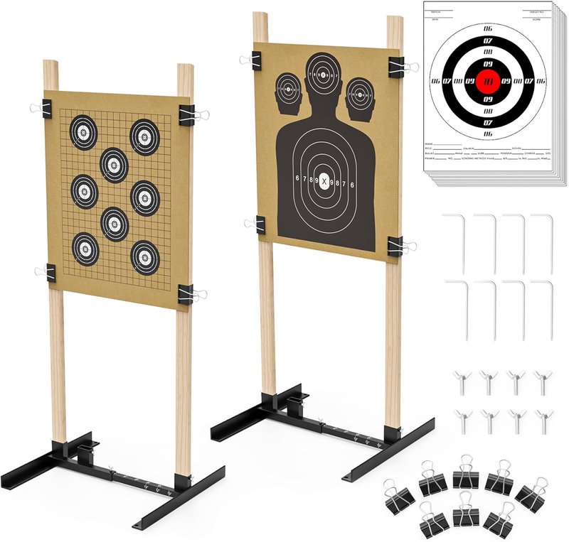 2 Pack Shooting Target Stands - Durable Adjustable Base for 23x35 Inch Paper Targets | Outdoor Use
