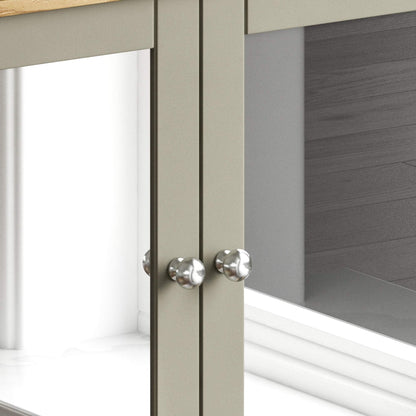Bath Vida Priano Double Door Bathroom Cabinet, Wood, Grey & Oak, Mirrored Wall Mounted Storage Furniture
