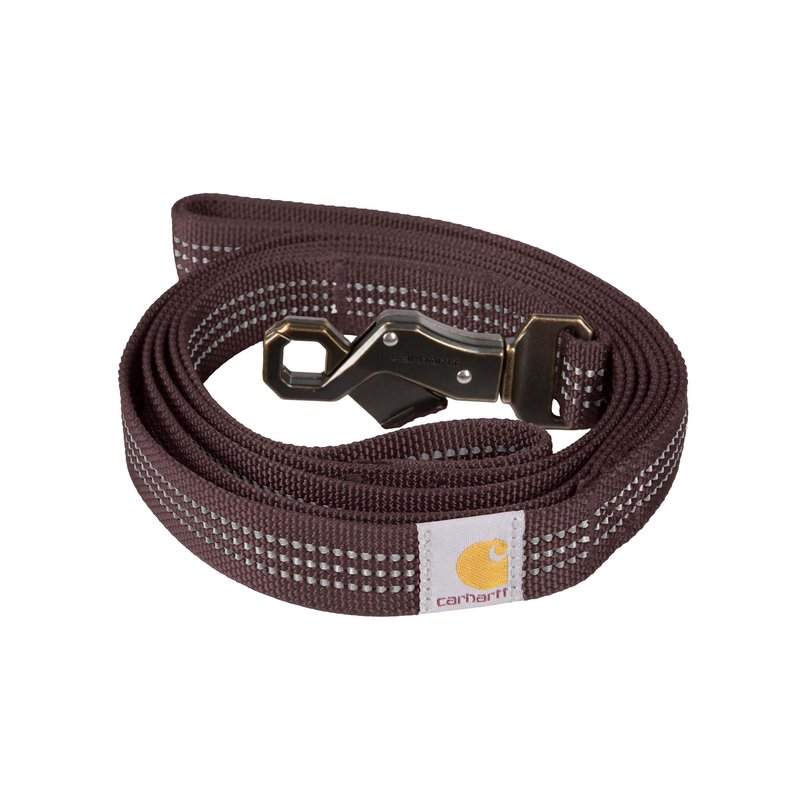 Carhartt Dual Handle Dog Leash, Durable Nylon Webbing Fabric W/Secure Metal Trigger Claw Clasp, Deep Wine, Large
