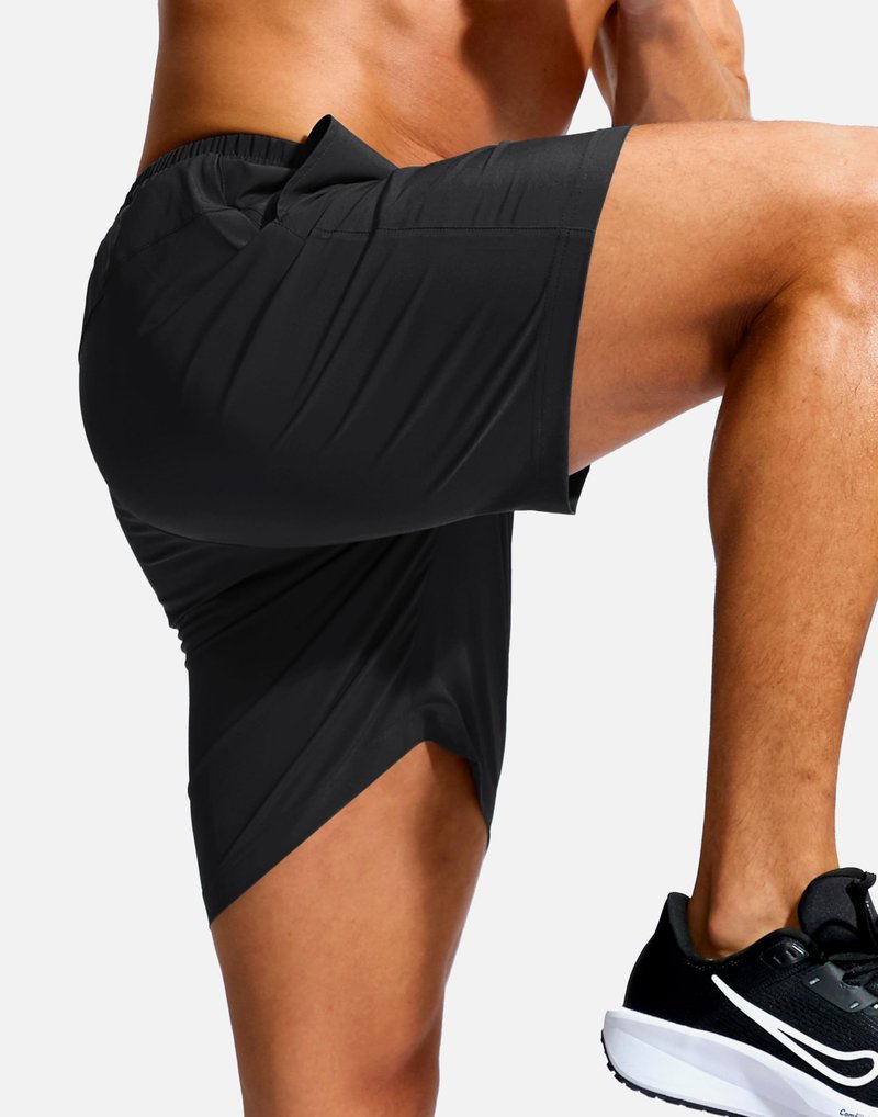 Soothfeel Men's Athletic Workout Shorts with Zipper Pocket 5"/7" Running Gym Shorts for Men Lightweight Quick Dry Tennis (Black, 7, L)