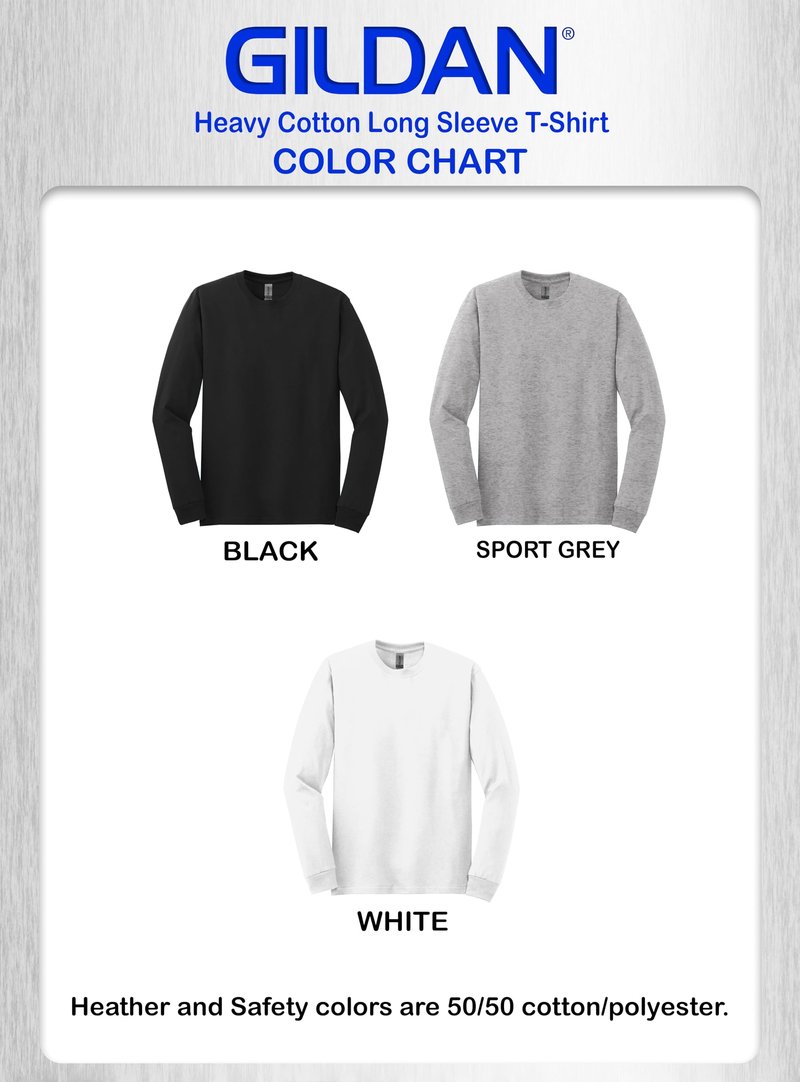 Gildan Custom Long Sleeve T-Shirts - Personalized Heavy Cotton Crewneck Tee Unisex Men Women Adult - Add Your Image, Text & Photo - Customized Long Sleeve Tee Shirts for Men, Women - XX-Large White