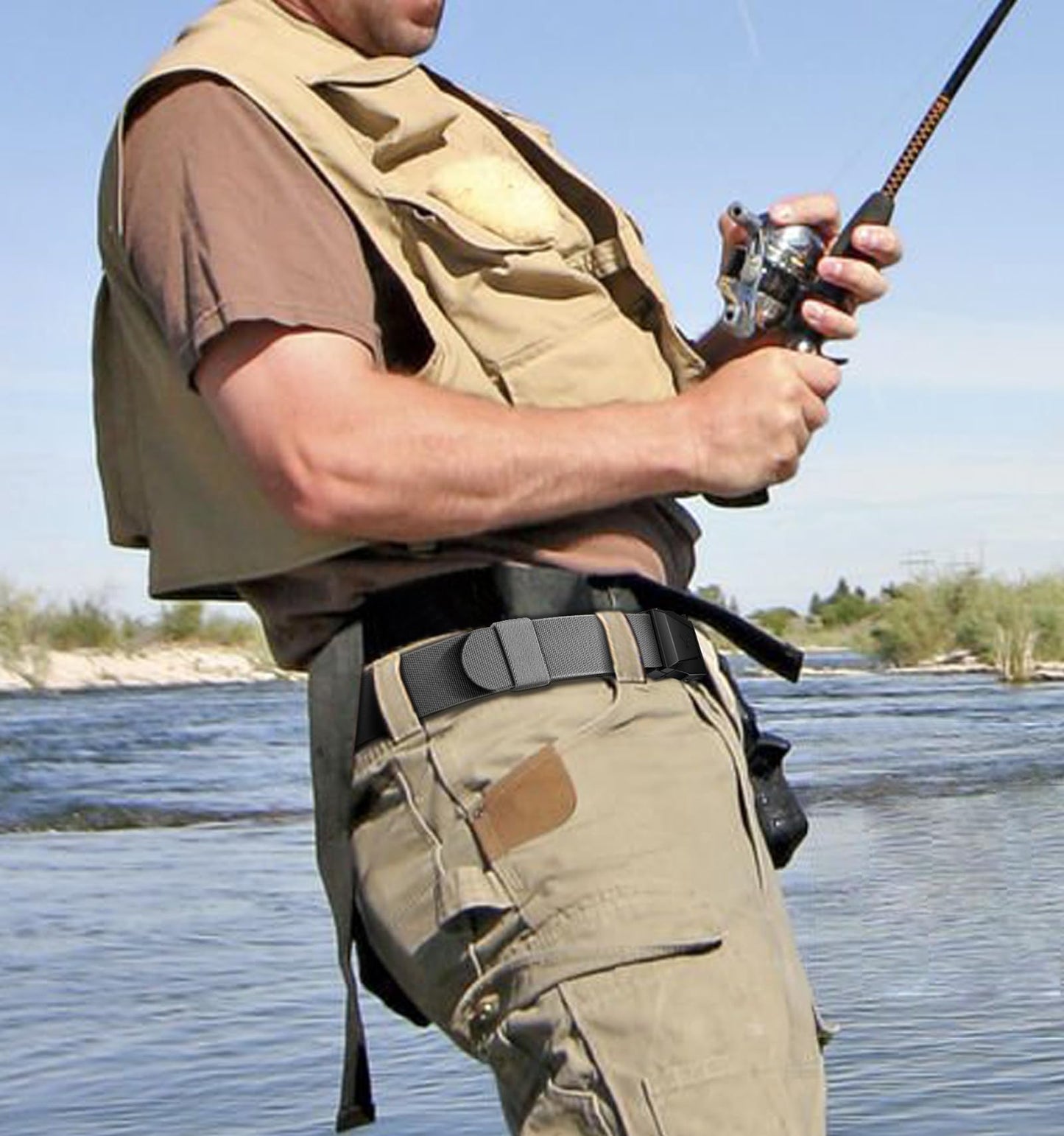 BULLIANT Men Belt 2 Pack,Nylon Web Holster Belt Stretch for Gift Men Outdoor Work Sports Hunting Hiking,Quick Release(Black/Dark Gray,28"-34" Waist Adjustable)