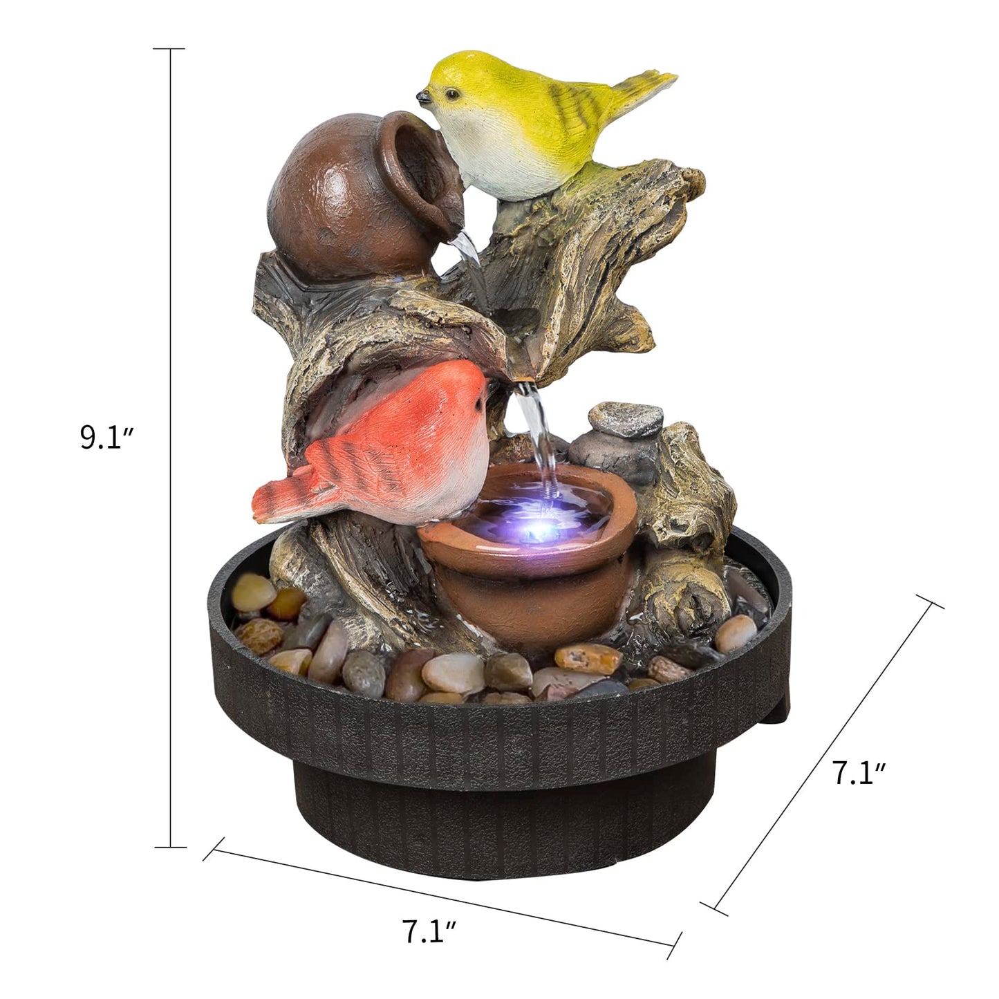 Ferrisland Indoor Tabletop Water Fountain, Desktop & Table Waterfall Fountains, Relaxation Fengshui Home Decor with LED Light for Home Office Bedroom House Warming Gift Idea