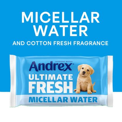Andrex Ultimate Fresh Washlets, 12 Packs - Gentle, Biodegradable, Flushable Toilet Wipes for Everyday Hygiene, Use with Regular Toilet Roll for a Shower Fresh Clean