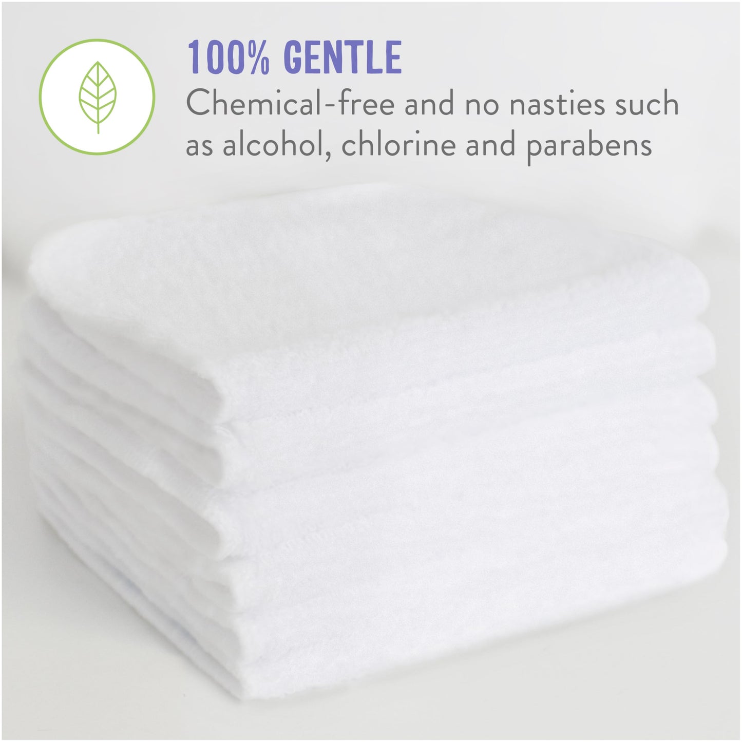 Bambino Mio, Reusable Baby Wipes - Everyday - Eco-Friendly, Chemical-Free, Double-Sided Washable Wipes, Pack of 10, Cloud