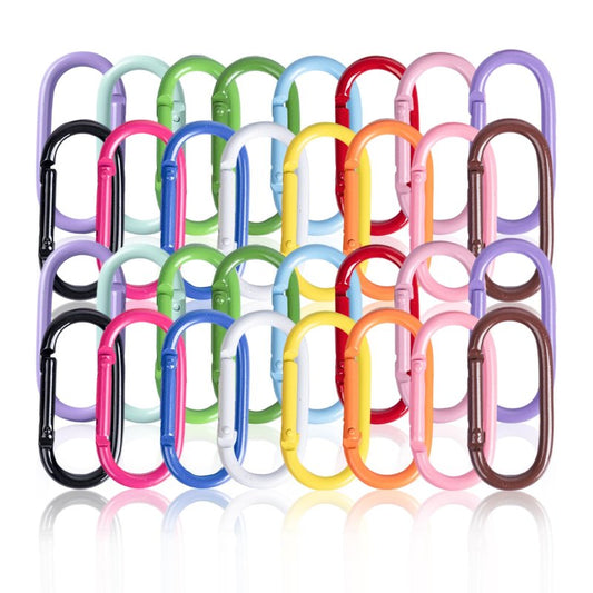 WTYONZEL 32Pcs Colorful Carabiner Clips,Oval Spring Clips Keychain Clip,Cute Carabiner Aluminum Hook Accessories Snap Link Key Chain Ring Hook
