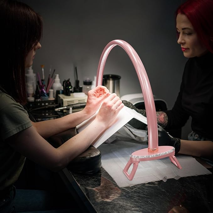 Half Moon Light Nail for Desk led lamp tech Manicure Foldable Arch Professional Art Eyelash Table Techs Beauty Tattoo spa White Artistic Desktop Lager Sized lash Shade Lashes Makeup Eye-Caring