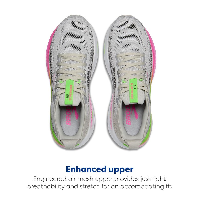 Brooks Women’s Adrenaline GTS 25 Supportive Running & Walking Shoe - Oyster/Pink/Green - 7.5 Medium