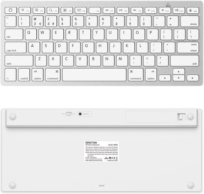OMOTON Bluetooth Wireless Keyboard for iOS Compatible with iPad Pro/Air/Mini, iPhone and More, UK QWERTY Keyboard Layout, Silver