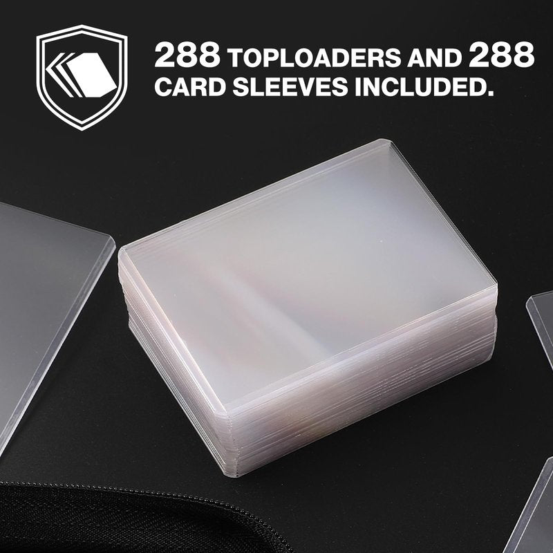 Top Loader Binder, Holds 288 Toploaders, 288 Toploader and 288 Card Sleeves INCLUDED, 9-Pocket Top Loader Binder for 3" x 4" Rigid Toploaders, Double-Sided Card Binder for TCG, Sport Cards