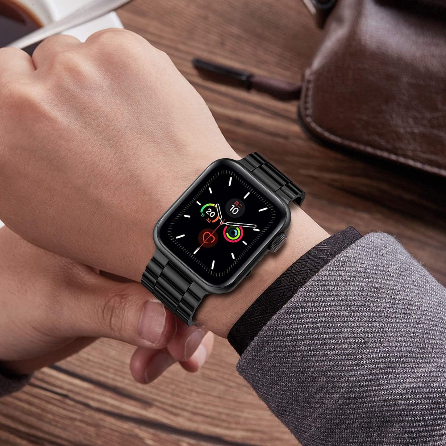 baklon Pack 2 Metal Strap Compatible with Apple Watch Strap 42/44/45/46/49mm, Stainless Steel Replacement Wristband Compatible with iWatch Series Ultra/Ultra2/SE2/SE/10 9 8 7 6 5 4 3 2 1,Black