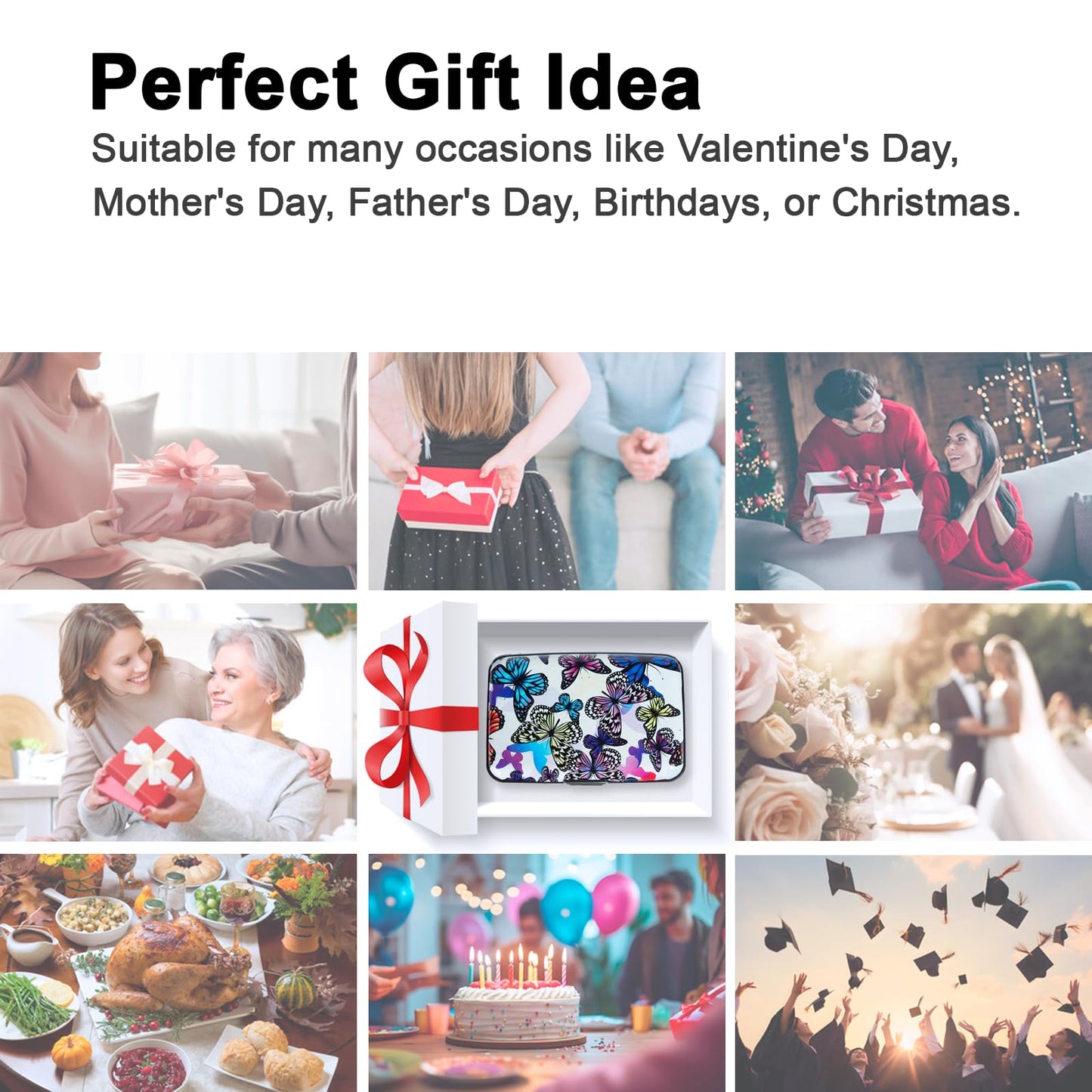 Kaabao Credit Card Holder, RFID Blocking Small Metal Credit Cards Holder Wallet for Women Men Business Aluminum Protector Sleeves Slim Case (Butterflies)