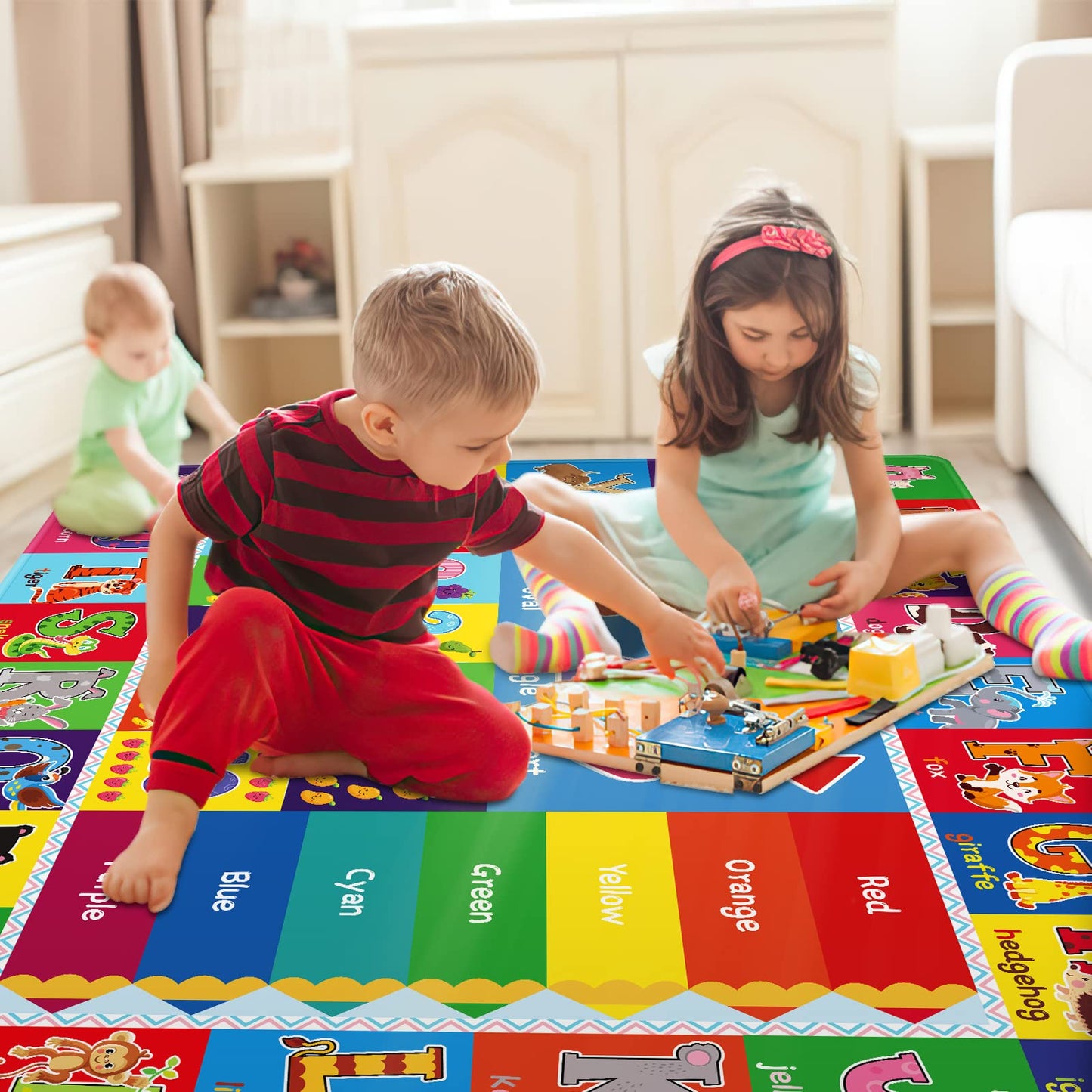 Kentaly 5X7 ABC Kids Rugs for Playroom - Play Mat with ABC Alphabet, Numbers & Colors Educational Rug for Kids Room, Classroom, Daycare, Preschool - Playmat for Boys and Girls (78.7X 59 Inch)