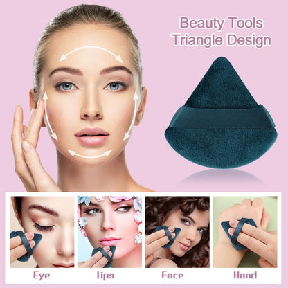 Pimoys 6 Pieces Powder Puff Face Makeup Sponge Soft Velour Triangle Powder Puffs Beauty Sponge Stocking Stuffers for Loose Powder (Black, Pink)