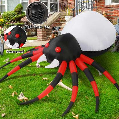 GOOSH 8 FT Width Halloween Inflatables Spider - Blow Up Yard Decorations with Magic Light - Halloween Outdoor Inflatables for Yard Garden Lawn Decor