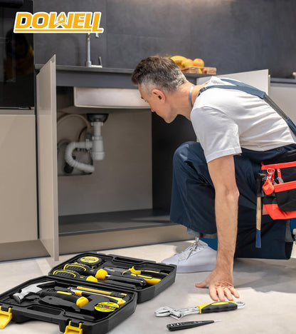 DOWELL 10 Piece Small Tool Kit,Mini Portable Tool Set,Home Repair Hand Tool Kit with Plastic Tool box Storage Case