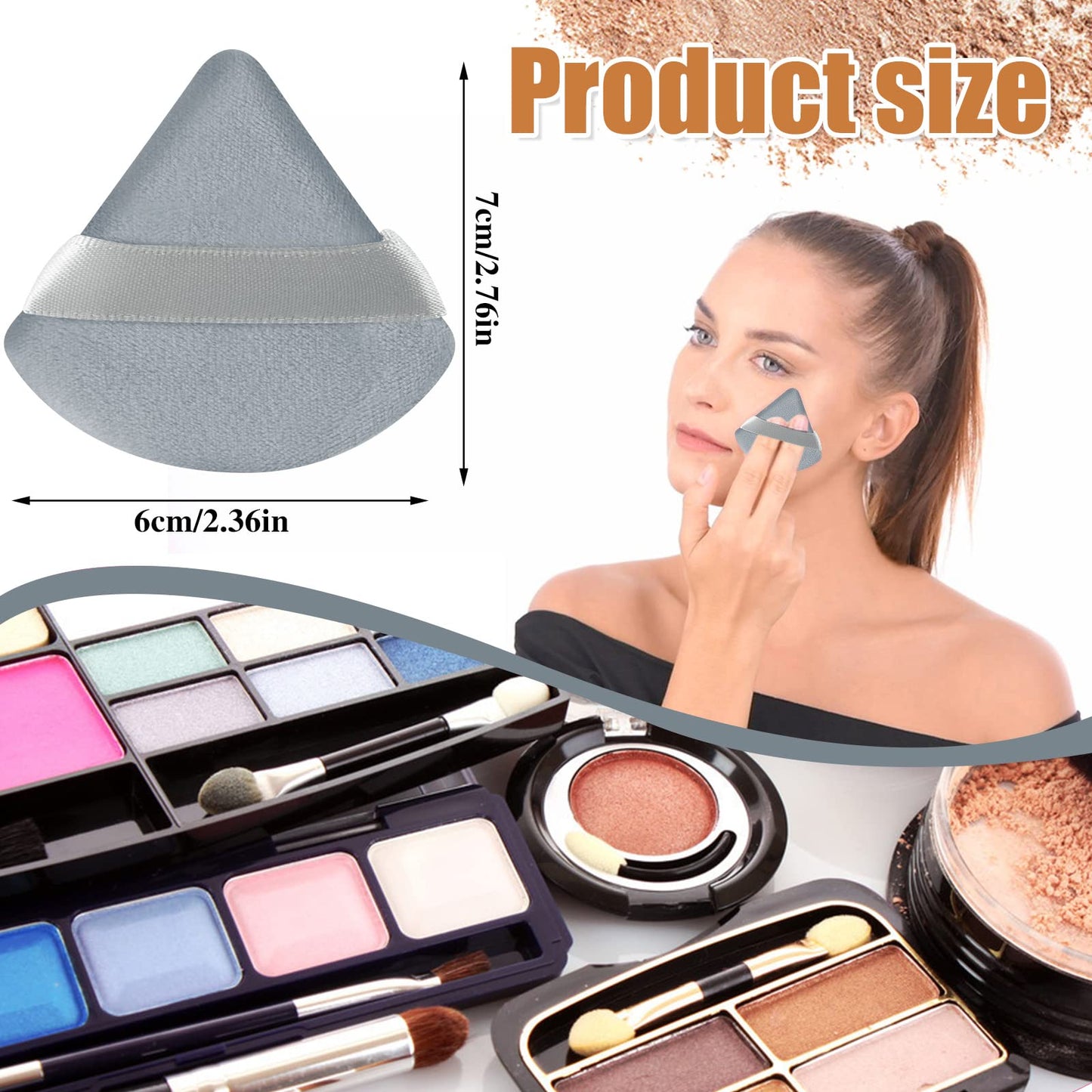Pimoys 6 Pieces Powder Puff Face Makeup Sponge Soft Velour Triangle Powder Puffs Beauty Sponge Stocking Stuffers for Loose Powder (Black, Pink)