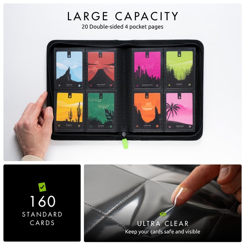 Vault X 4 Pocket Trading Card Zip Binder, 160 cards, Premium Exo-Tec Album Material, 20 Side-Loading Pages, Folder for Collectible Card Games, Sports, TCG (Orange)