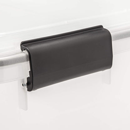 IRIS USA WeatherPro 31 Qt Storage Bins with Lids, 6 Pack, BPA-Free Plastic Gasket Box with Tight Latch and Seal, Stackable Nestable Tote Tub - Clear/Black