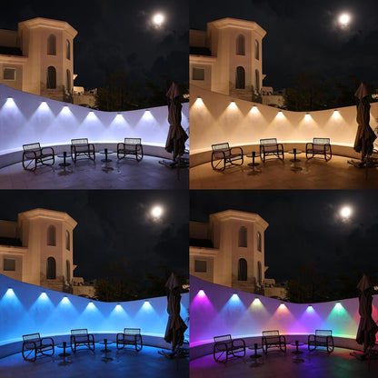 sununiny Solar Fence Lights Outdoor Garden,4 Pack Solar Garden Lights IP65 Waterproof,9 Colors 11 Modes RGB Wall Fence Lights Solar Powered for Outside Backyard,Pathway,Yard